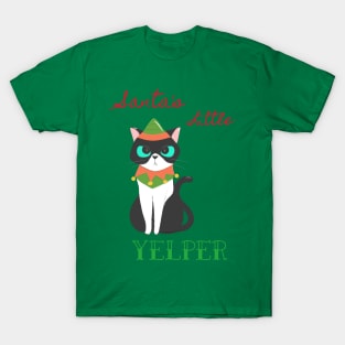 Santa's Little Yelper Christmas Cat T-Shirt